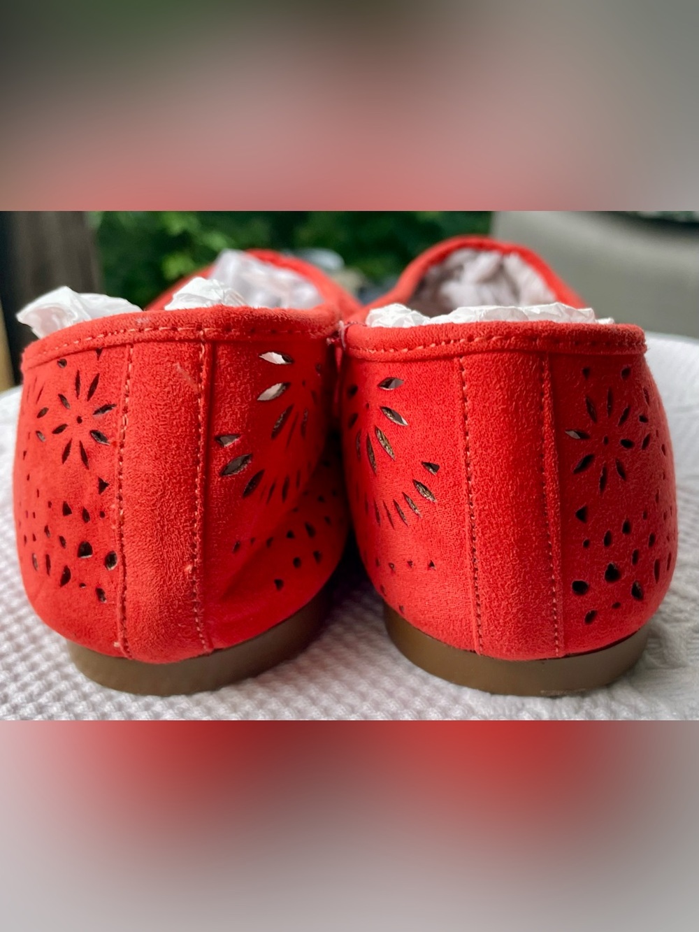 Vintage Target Women’s Orange Laser-Cut Faux Suede Flats Size 6 NWOT - Picture 6 of 7